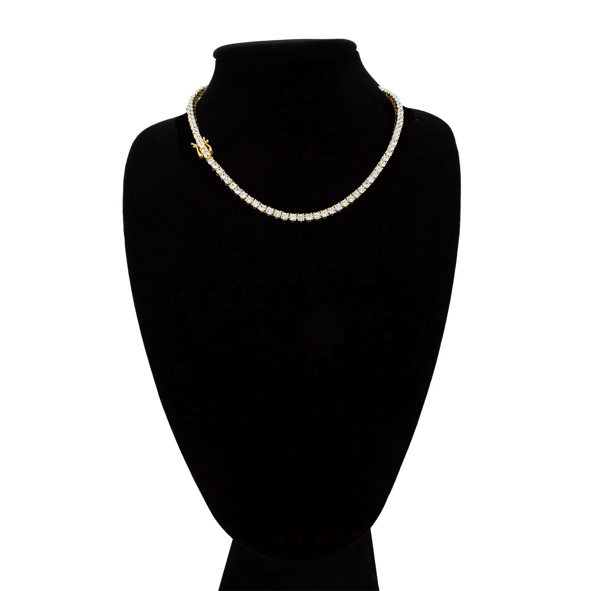 14K Gold Plated Tennis Chain Cubic Zirconia Necklace For Women 18" 20" 24"