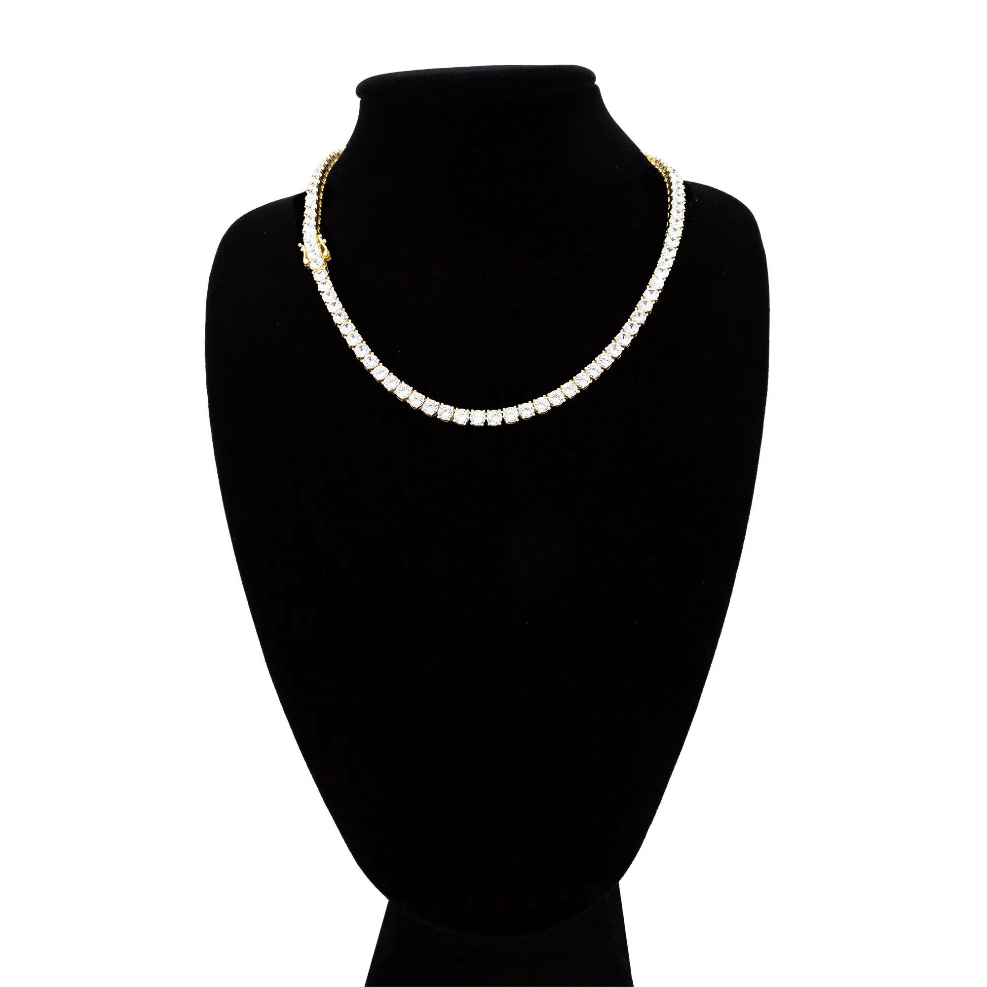 14K Gold Plated Tennis Chain Cubic Zirconia Necklace For Women 18" 20" 24"