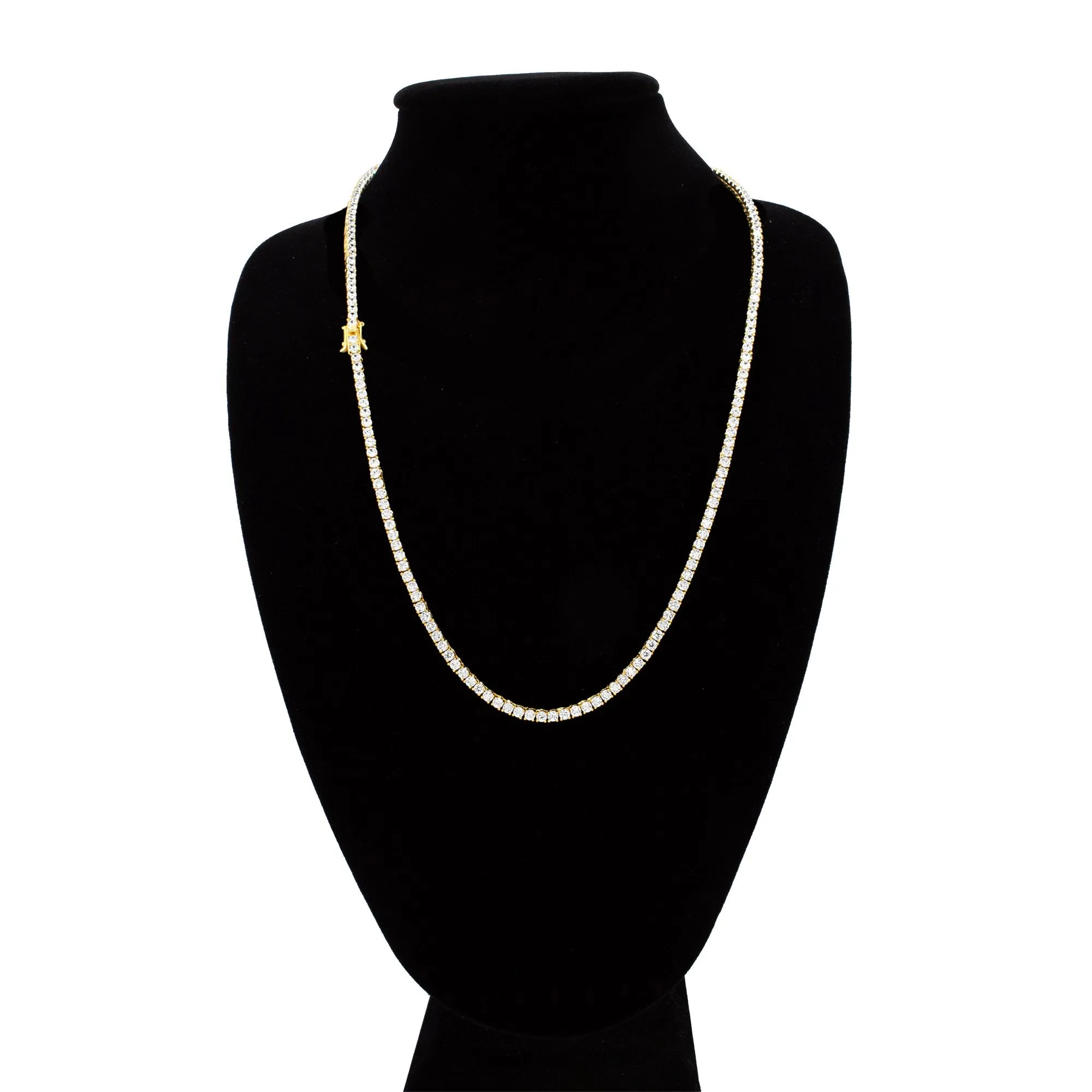 14K Gold Plated Tennis Chain Cubic Zirconia Necklace For Women 18" 20" 24"