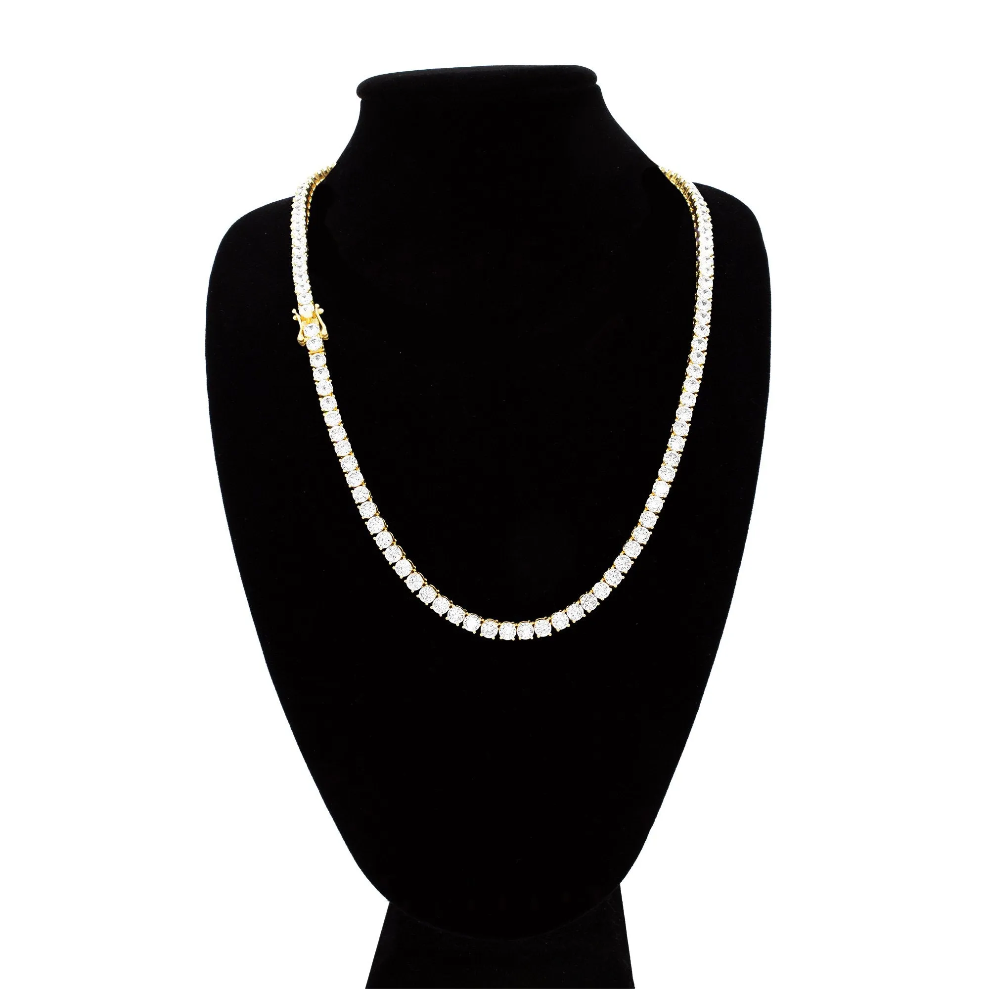 14K Gold Plated Tennis Chain Cubic Zirconia Necklace For Women 18" 20" 24"