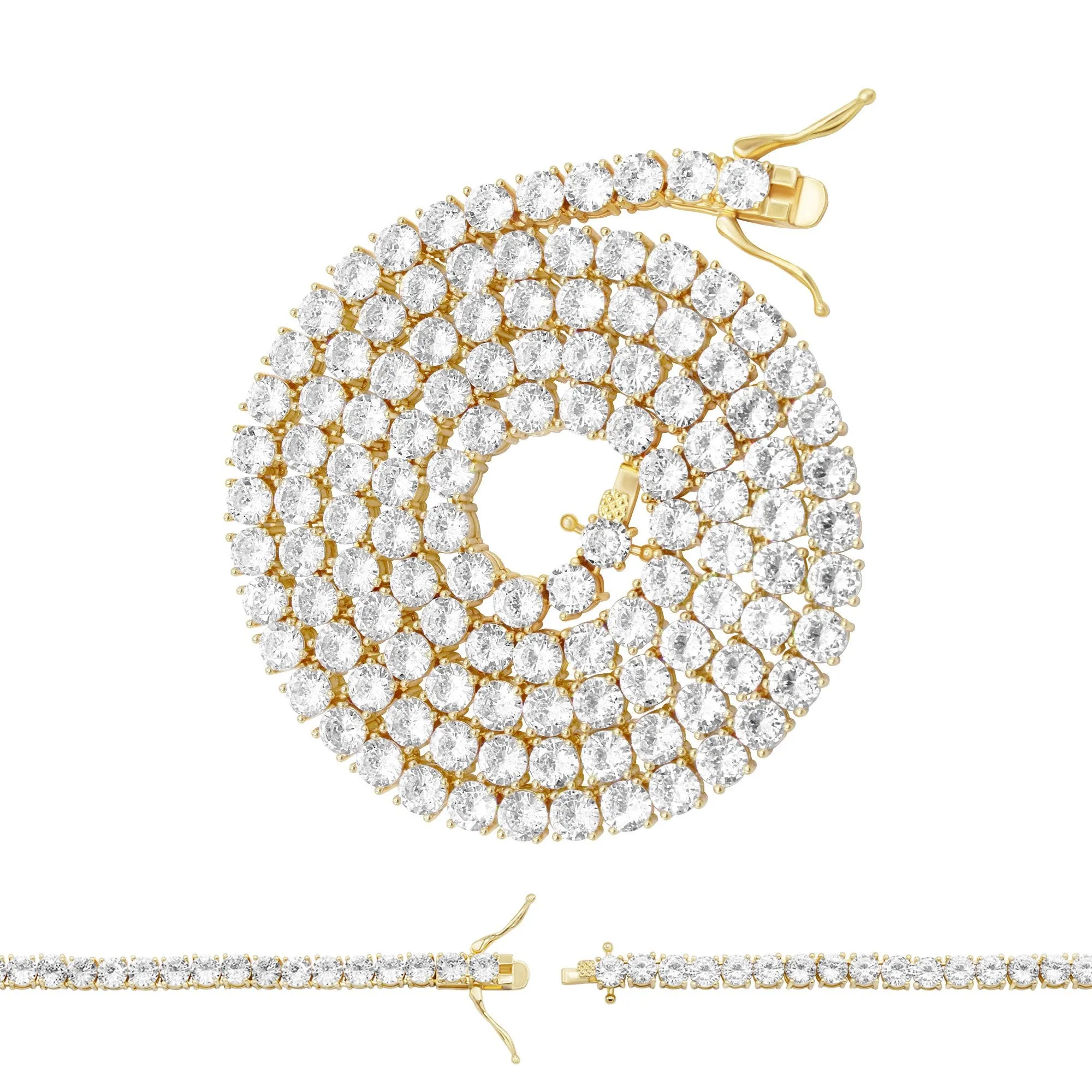 14K Gold Plated Tennis Chain Cubic Zirconia Necklace For Women 18" 20" 24"
