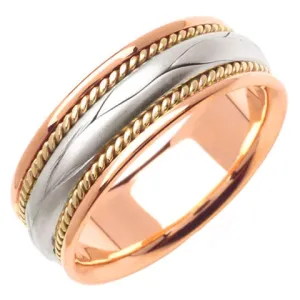 14K or 18K Tri-Color Gold Hand Braided Ring