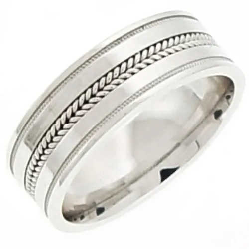 14K or 18K White Gold Hand Braided Ring