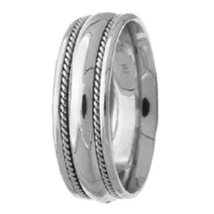 14K or 18K White Gold Hand Braided Rope Ring