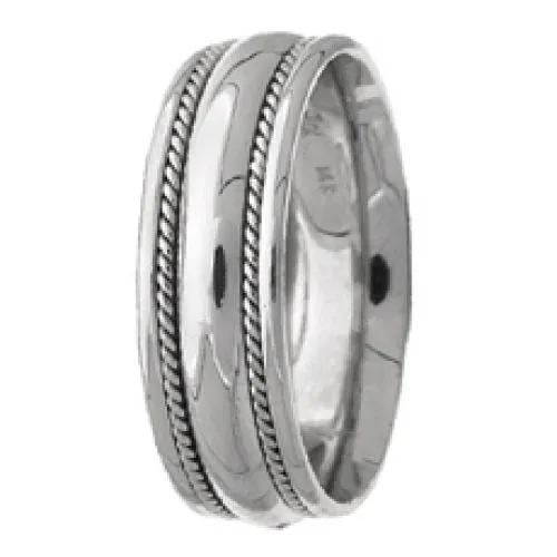 14K or 18K White Gold Hand Braided Rope Ring