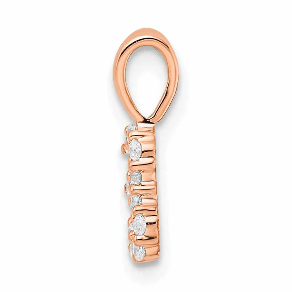 14k Rose Gold Polished Finish with Diamonds Number 3 Pendant