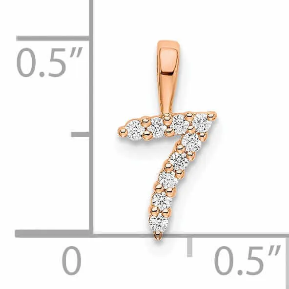 14k Rose Gold Polished Finish with Diamonds Number 7 Pendant