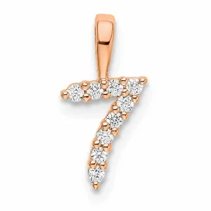 14k Rose Gold Polished Finish with Diamonds Number 7 Pendant