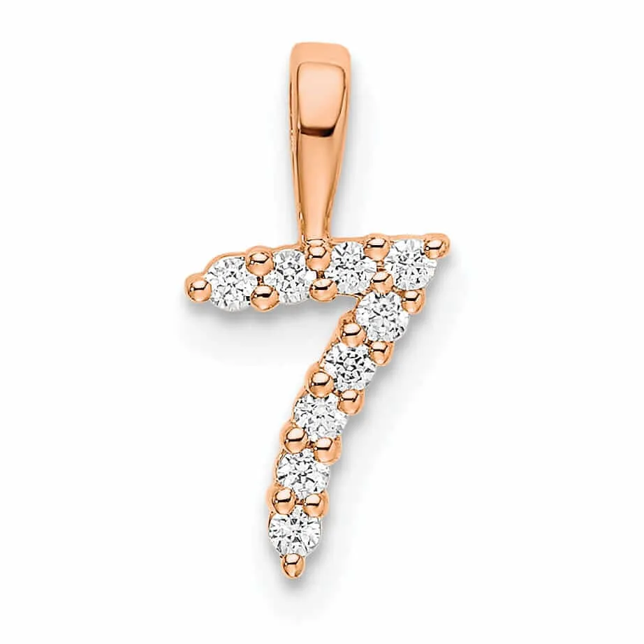 14k Rose Gold Polished Finish with Diamonds Number 7 Pendant