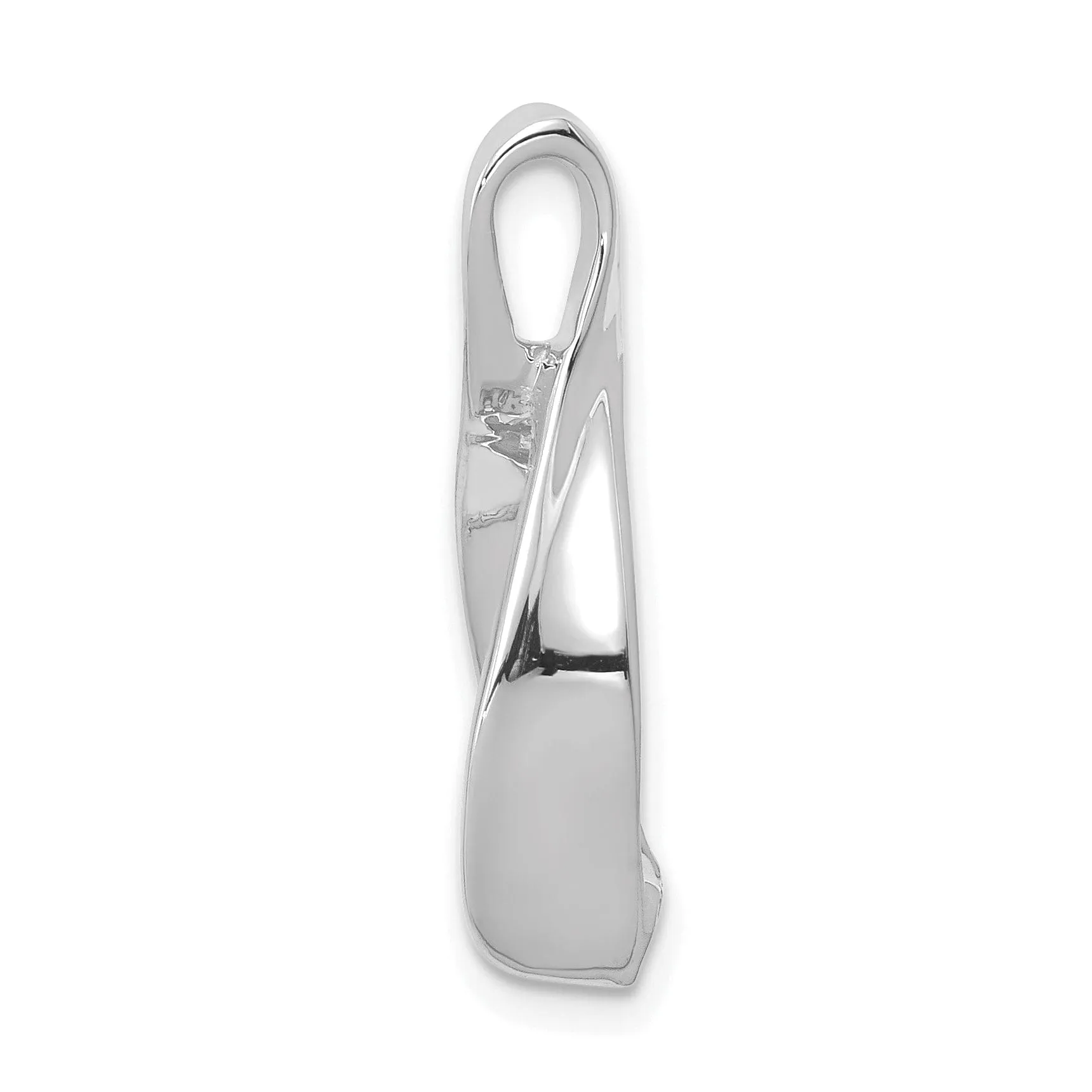 14k White Gold Polished Finish Solid Reversible Swirl Design Omega Slide Pendant fits upto 4 mm Omega