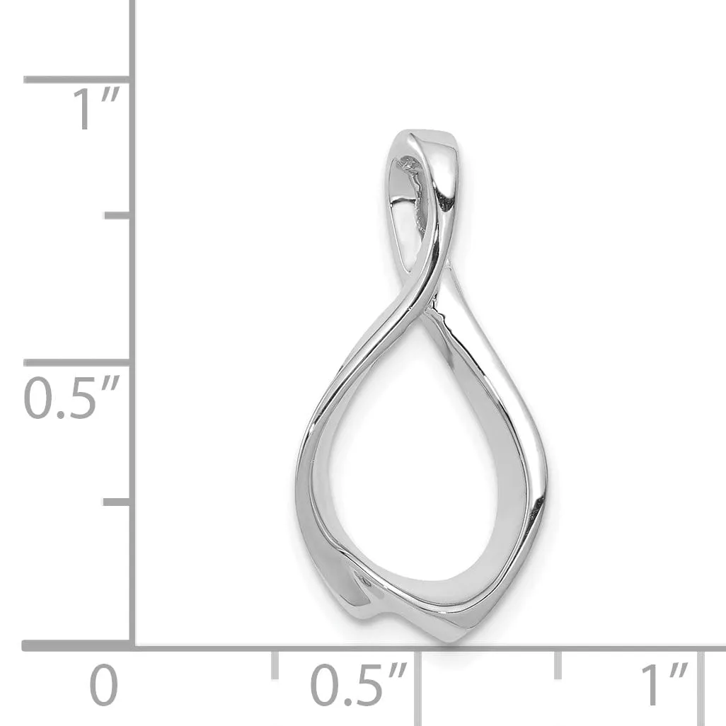 14k White Gold Polished Finish Solid Reversible Swirl Design Omega Slide Pendant fits upto 4 mm Omega
