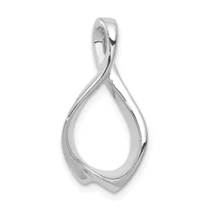 14k White Gold Polished Finish Solid Reversible Swirl Design Omega Slide Pendant fits upto 4 mm Omega