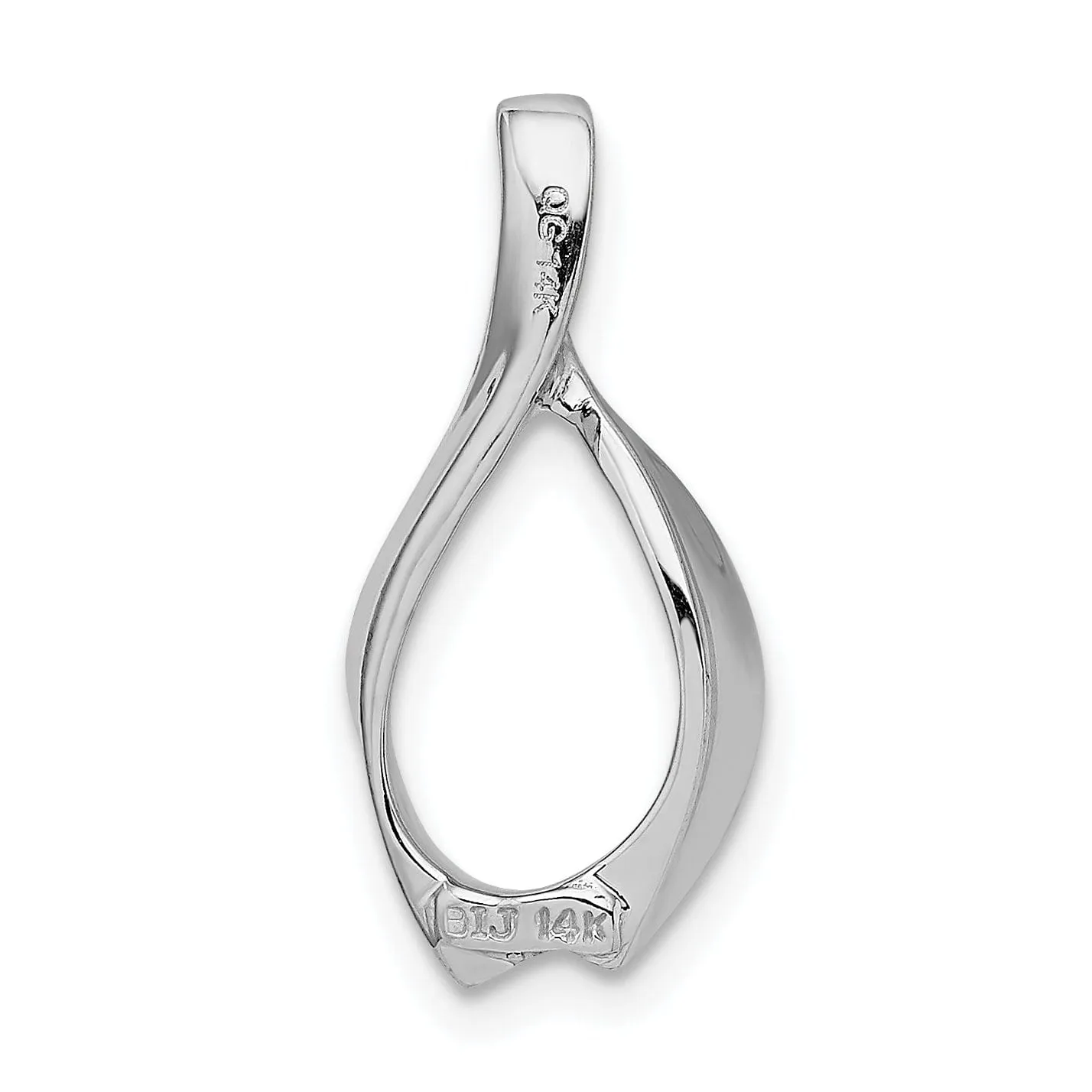 14k White Gold Polished Finish Solid Reversible Swirl Design Omega Slide Pendant fits upto 4 mm Omega