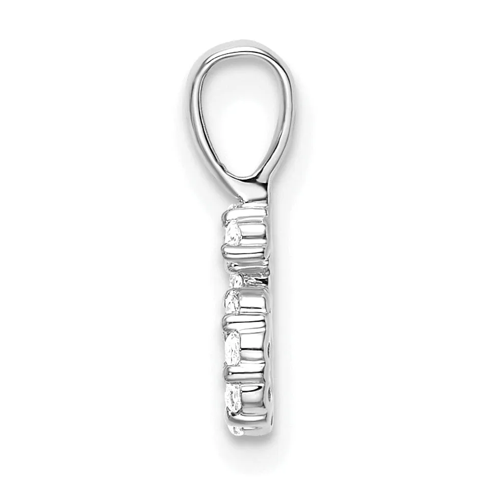 14k White Gold Polished Finish with Diamonds Number 6 Pendant