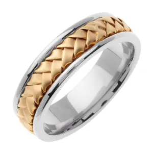 14k White/Yellow or White/Rose Gold Wedding Band for Men and Women