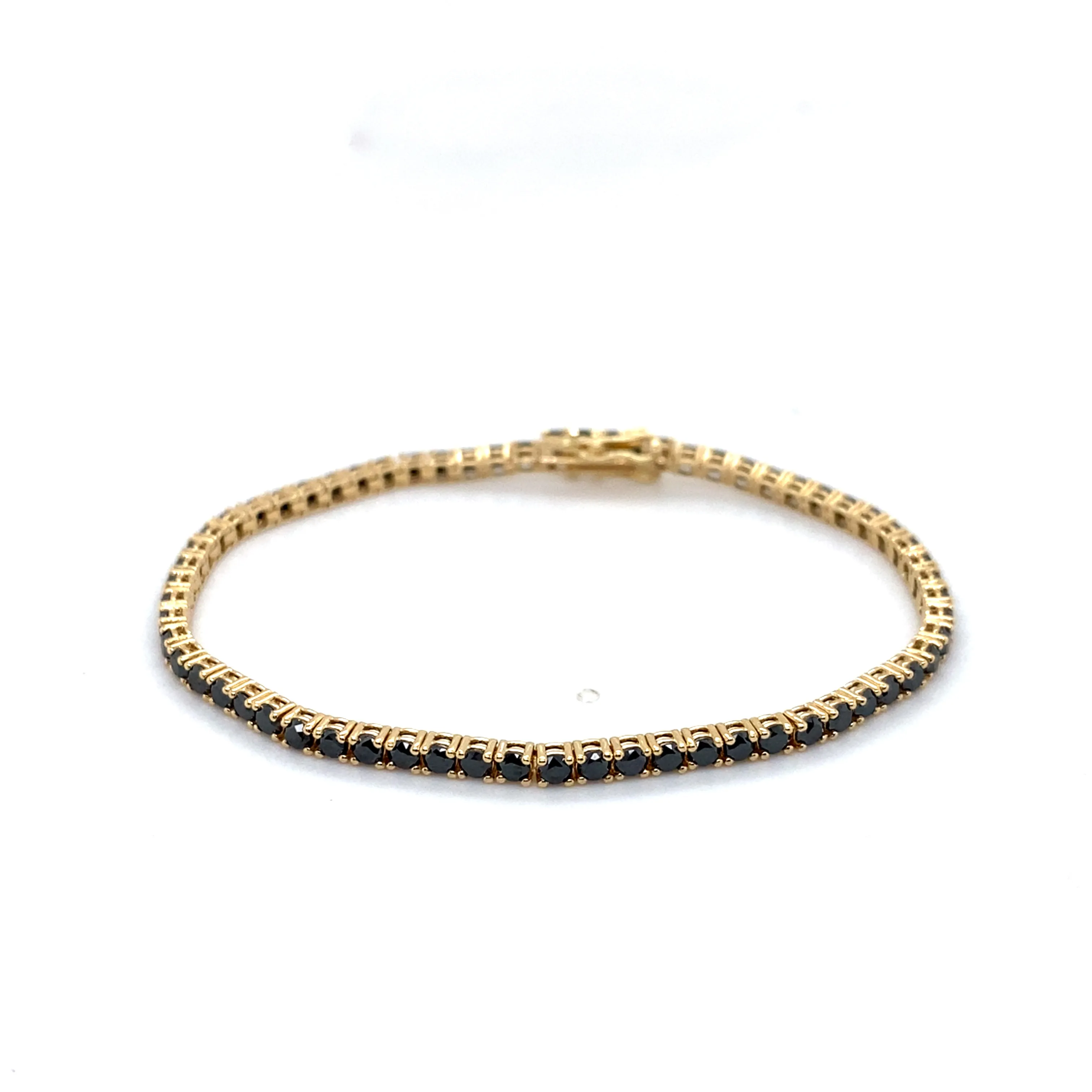 14k Yellow Gold 4.45ct Black Diamond Tennis Bracelet 7"