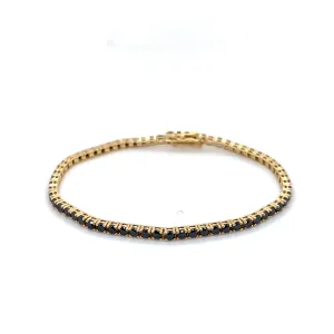 14k Yellow Gold 4.45ct Black Diamond Tennis Bracelet 7"