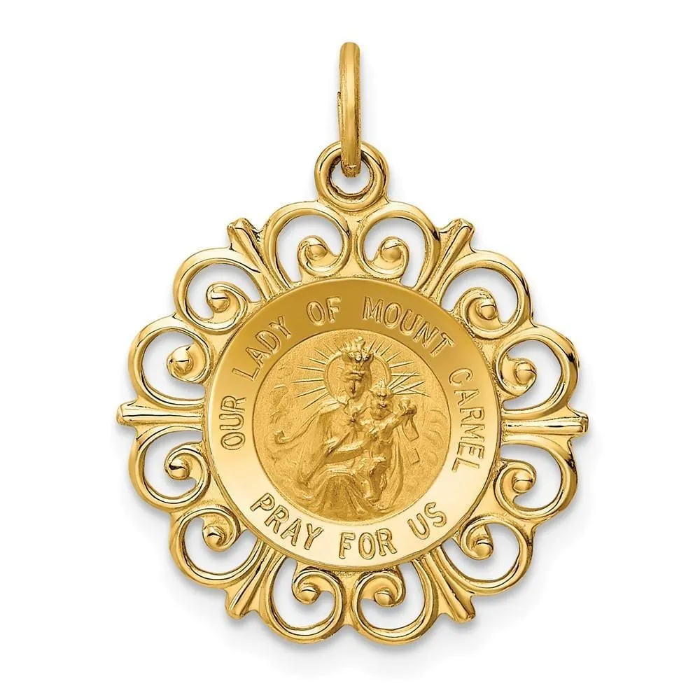 14k Yellow Gold Our Lady of Mt. Carmel Medal