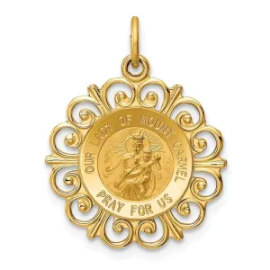 14k Yellow Gold Our Lady of Mt. Carmel Medal