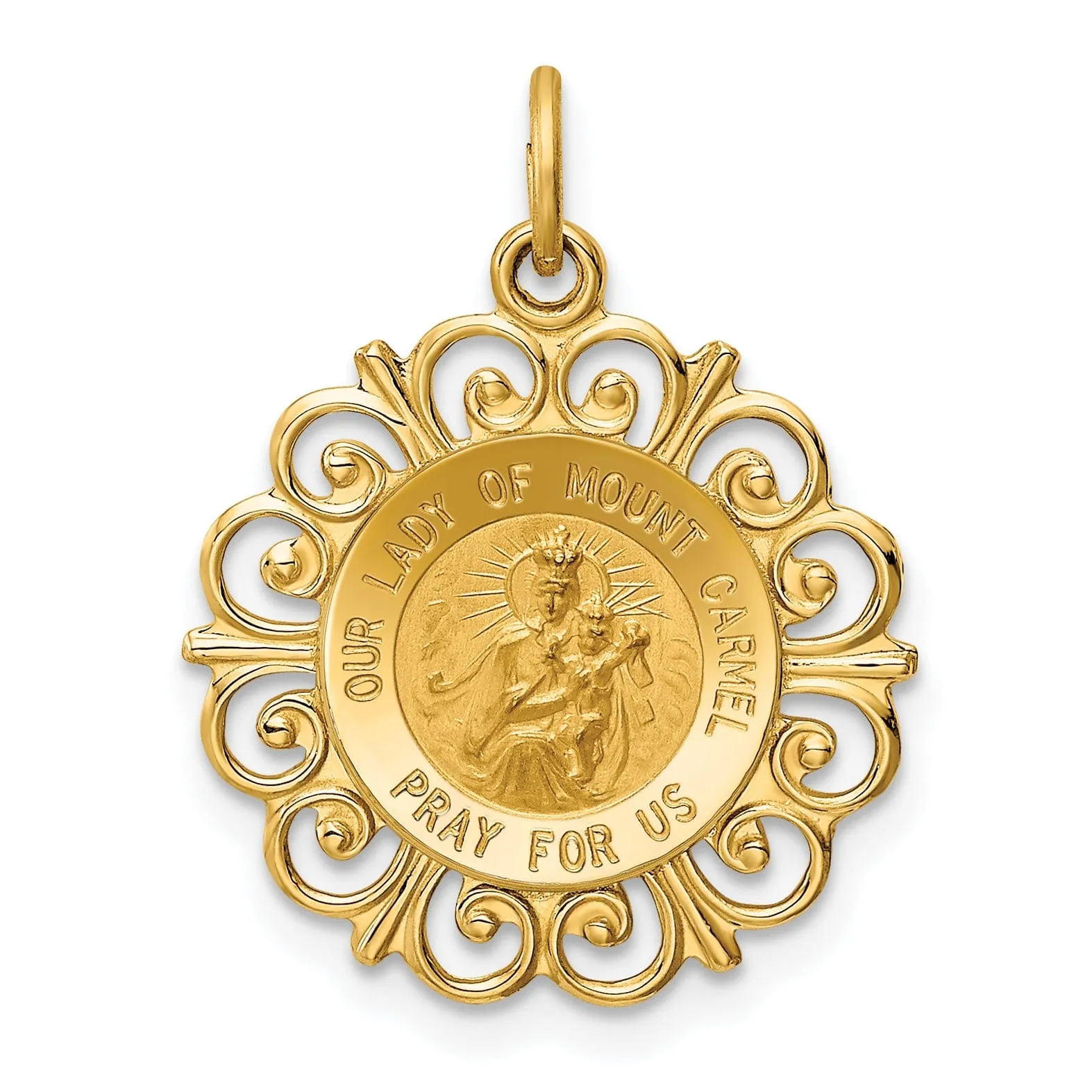 14k Yellow Gold Our Lady of Mt. Carmel Medal