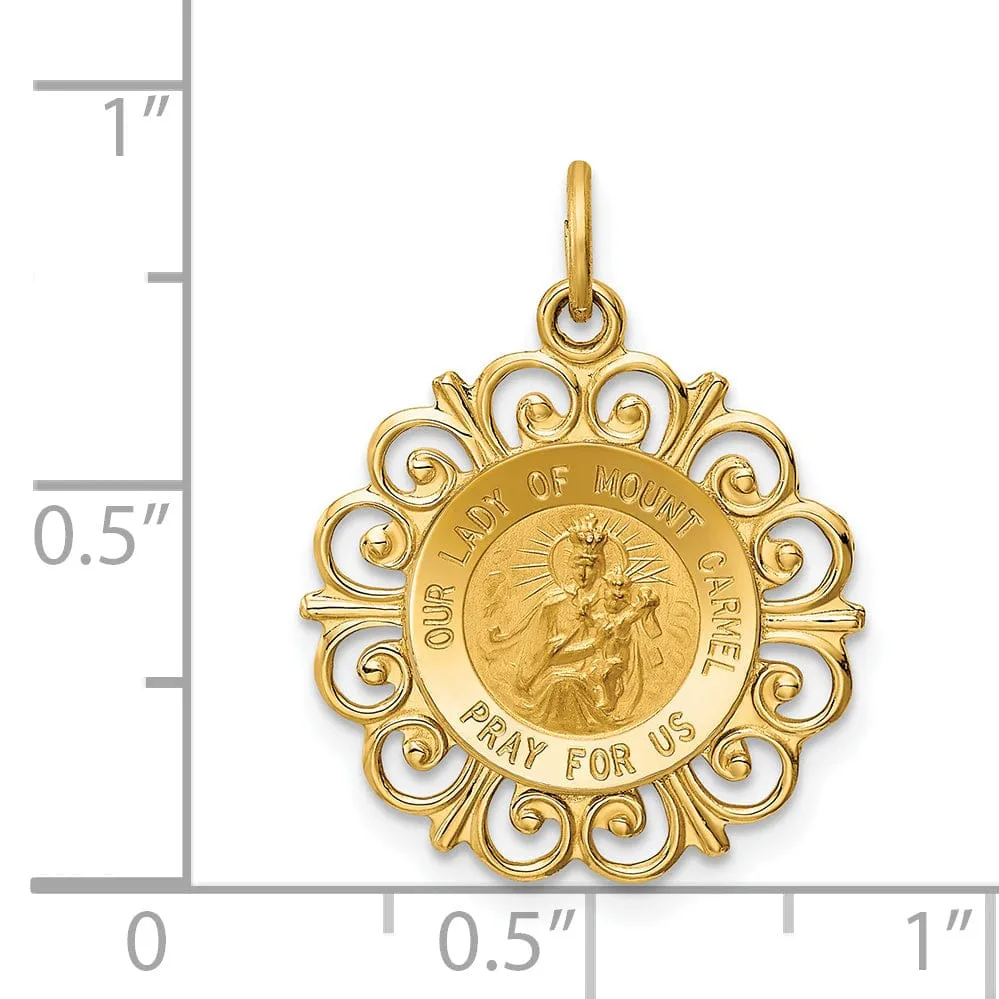 14k Yellow Gold Our Lady of Mt. Carmel Medal