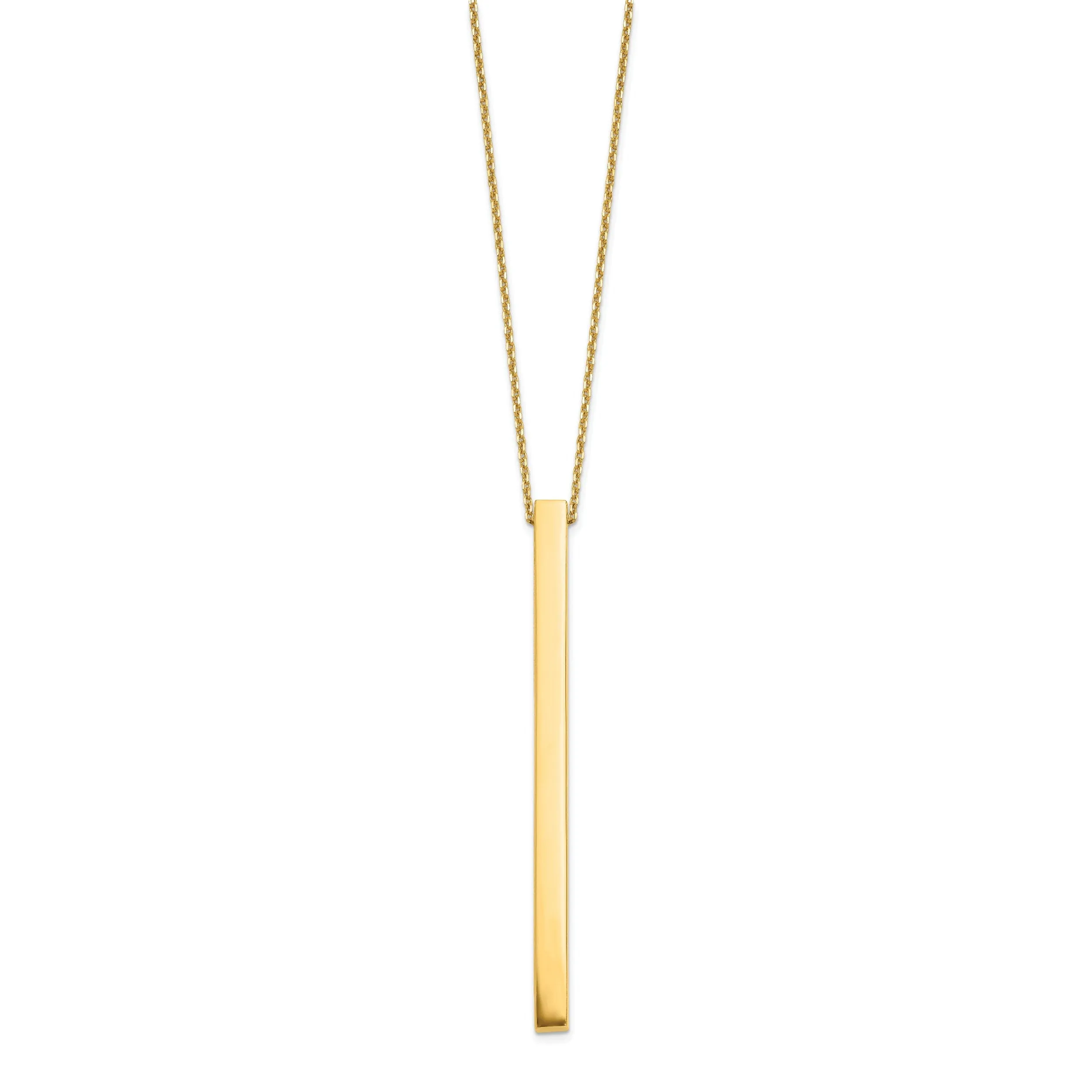 14k Yellow Gold Polished Bar Necklace