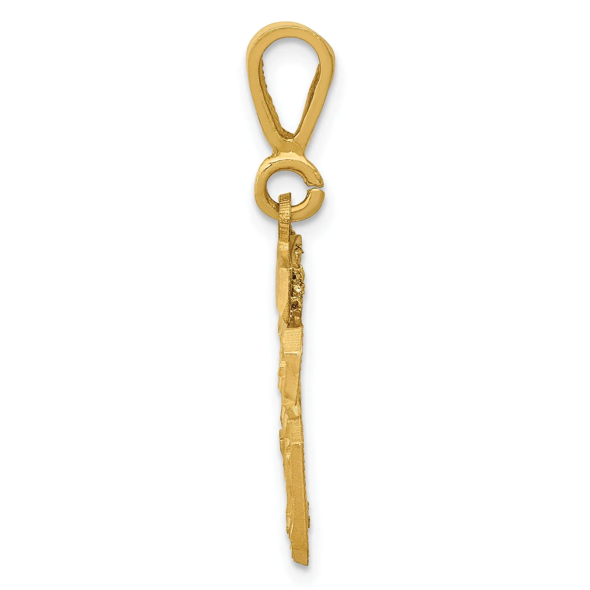 14k Yellow Gold Polished Diamond Cut Finish Small Size Number 36 Charm Pendant