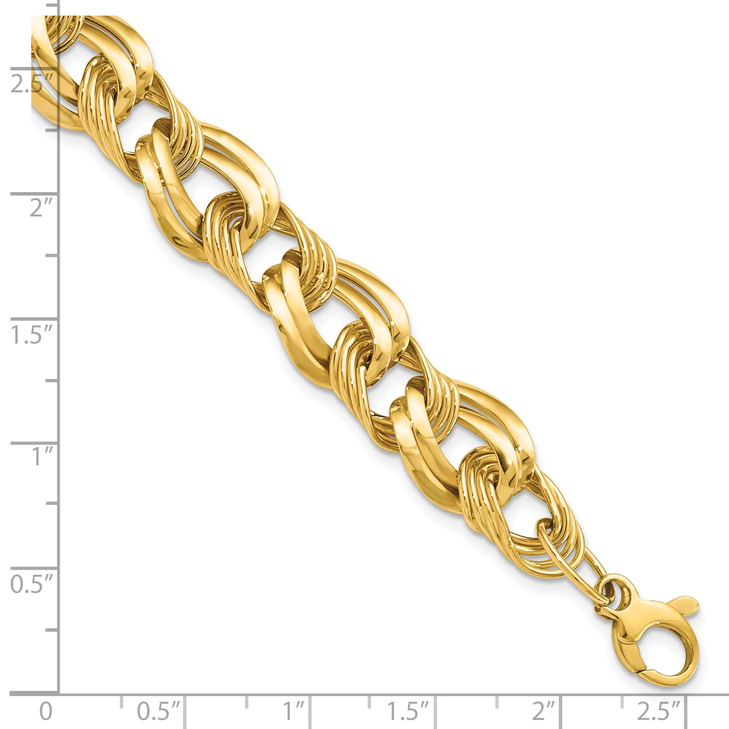 14k Yellow Gold Polished Fancy Link Bracelet