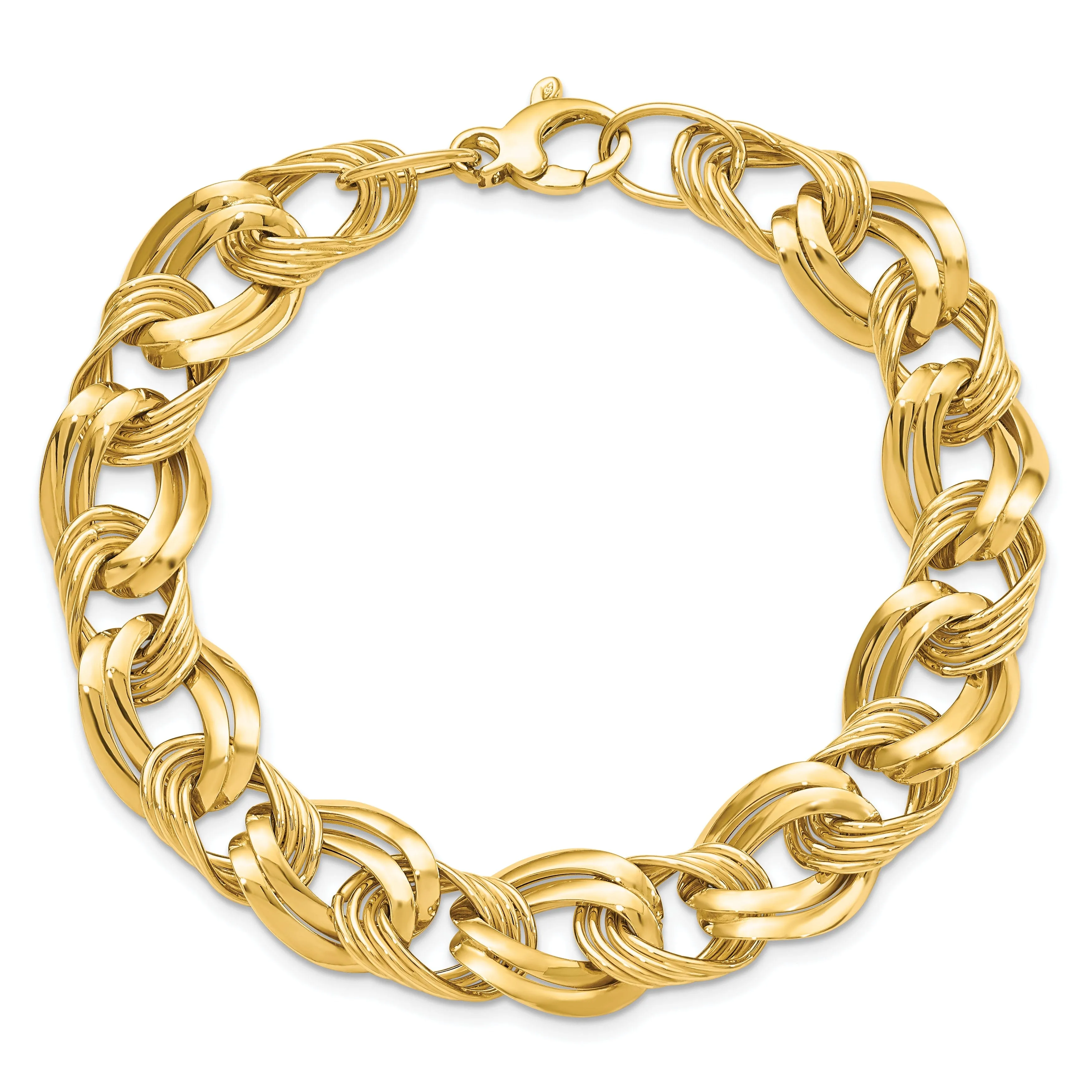 14k Yellow Gold Polished Fancy Link Bracelet