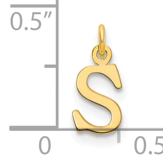 14k Yellow Gold Polished Finish Cut-Out Letter S Initial Design Charm Pendant