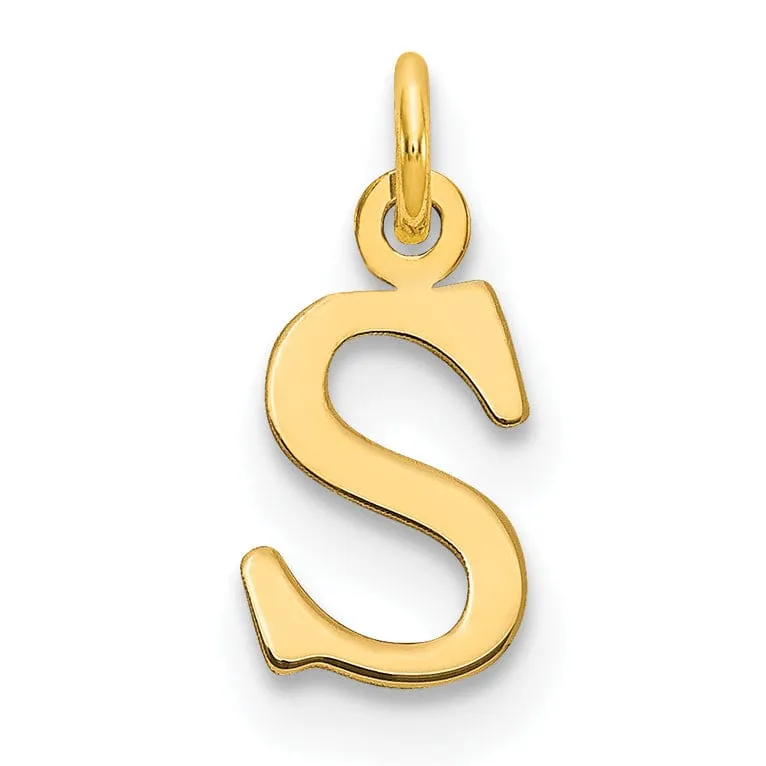 14k Yellow Gold Polished Finish Cut-Out Letter S Initial Design Charm Pendant