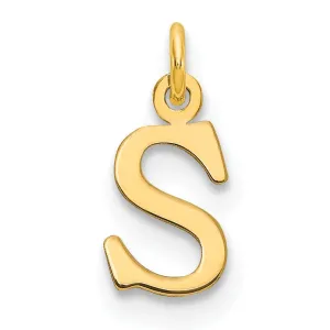 14k Yellow Gold Polished Finish Cut-Out Letter S Initial Design Charm Pendant