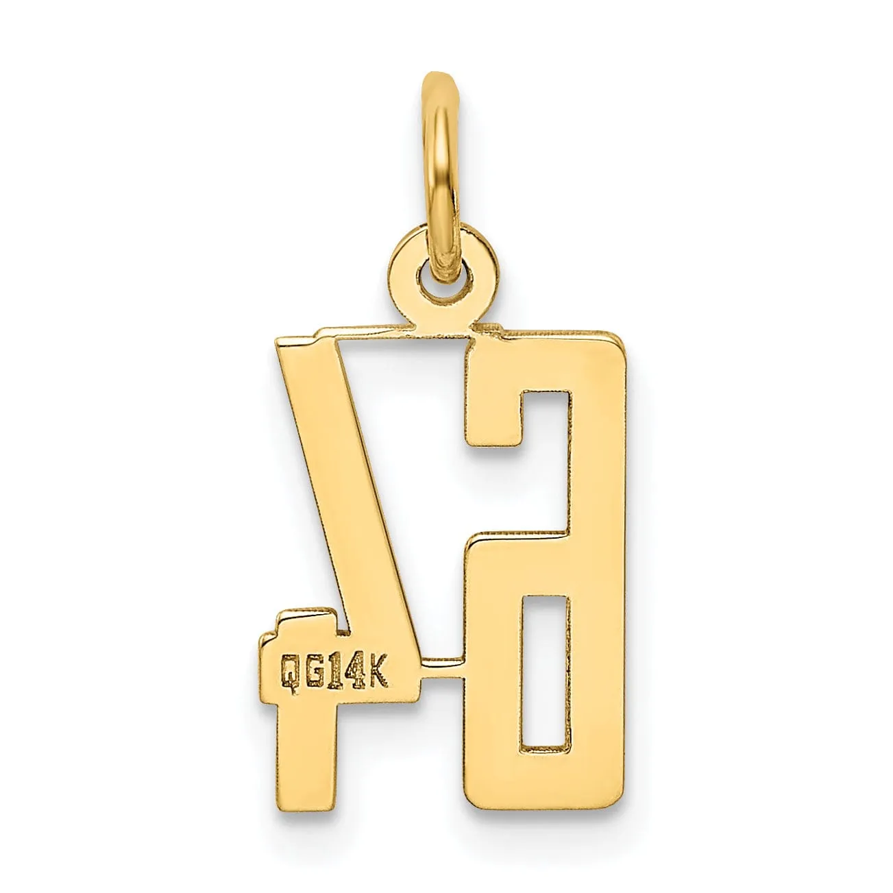 14K Yellow Gold Polished Finish Small Size Elongated Shape Number 64 Charm Pendant
