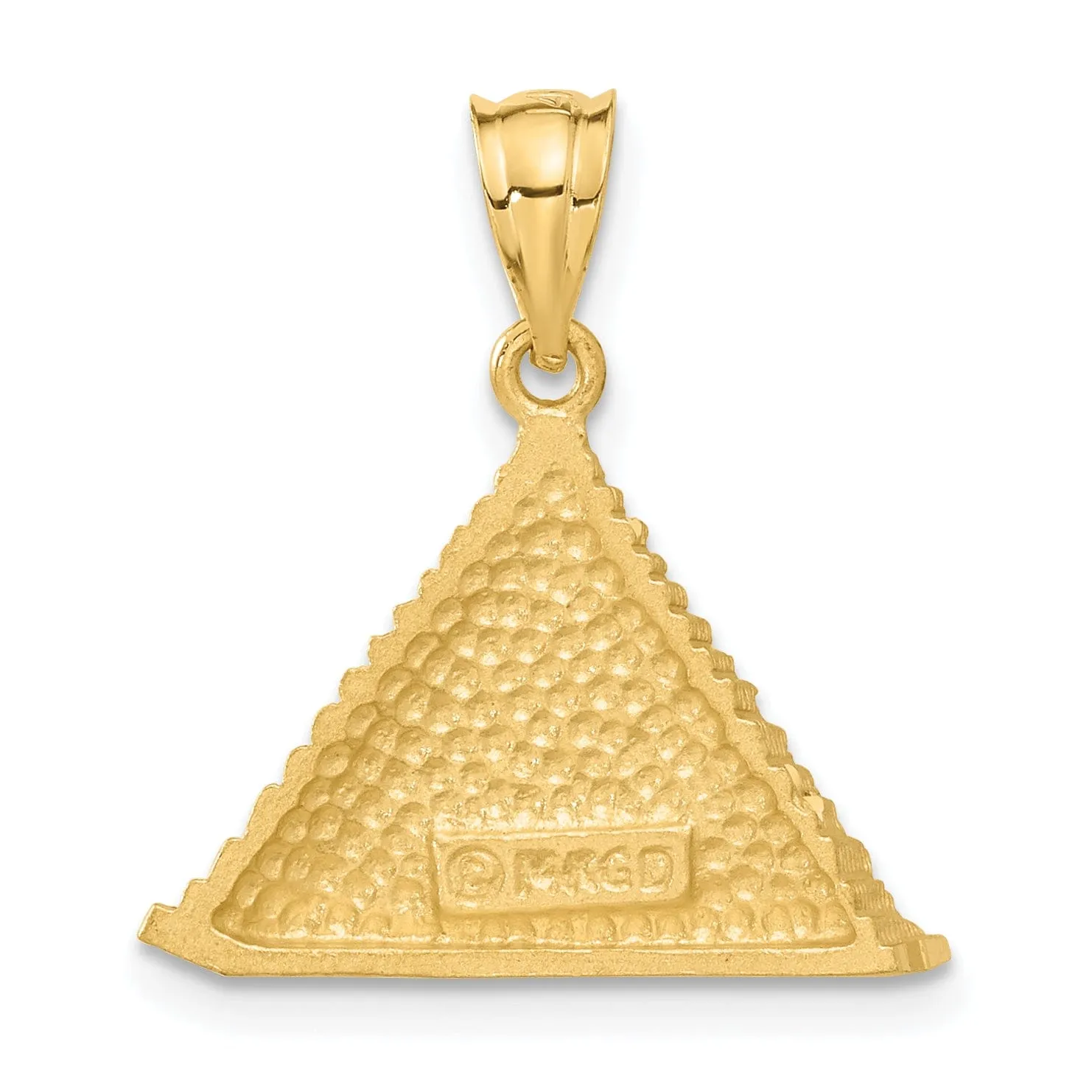 14k Yellow Gold Polished Textured Finish Solid Pyramid Charm Pendant