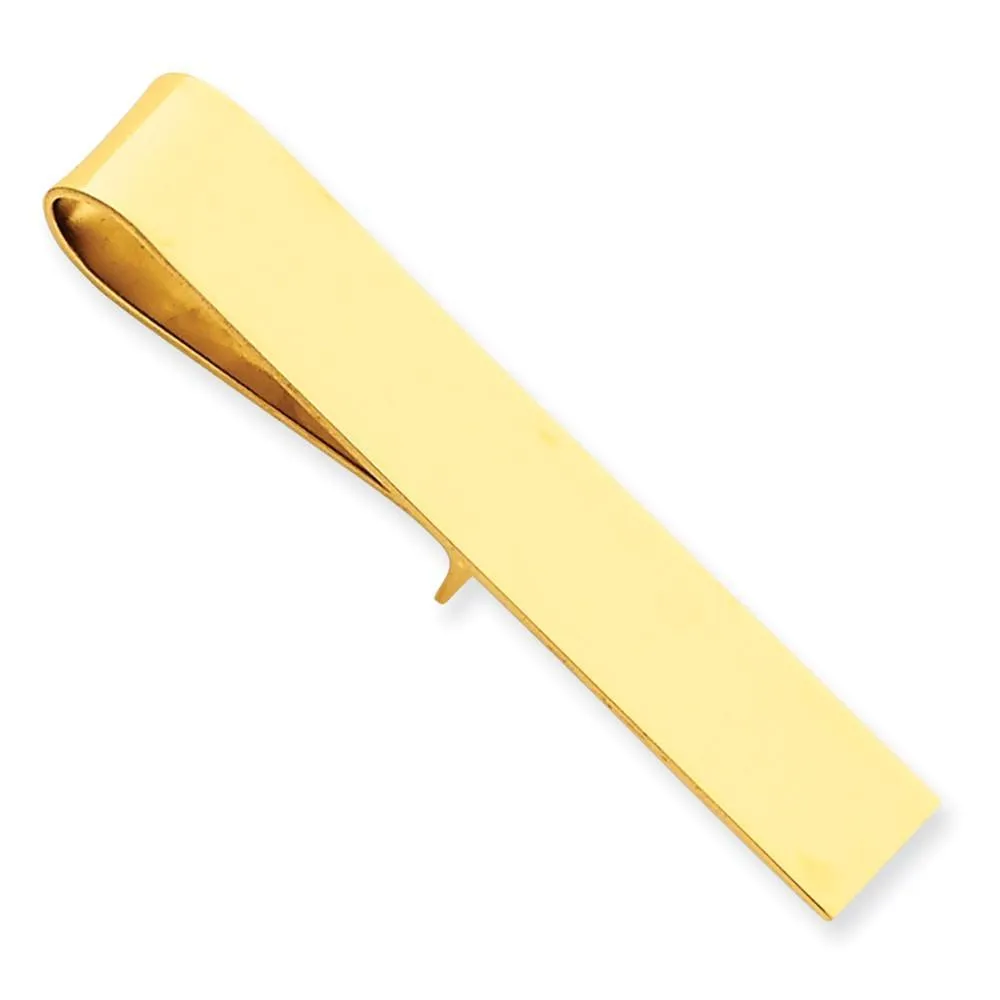 14k Yellow Gold Solid Flat Design Tie Bar