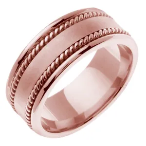 18K Rose or White/Yellow Center Gold Hand Braided Cord Ring