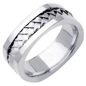 18k White or Yellow Hand Braided Square Ring Band