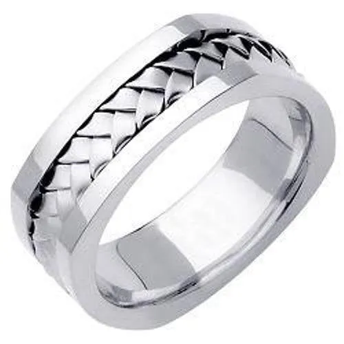 18k White or Yellow Hand Braided Square Ring Band