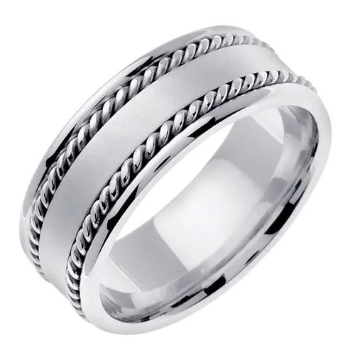 18K Yellow or White Gold Hand Braided Cord Ring