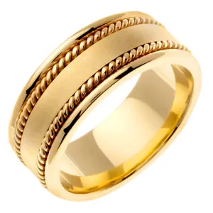 18K Yellow or White Gold Hand Braided Cord Ring