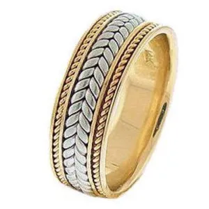 18K Yellow/White or Rose/White Finely Hand Braided Cord Ring Band