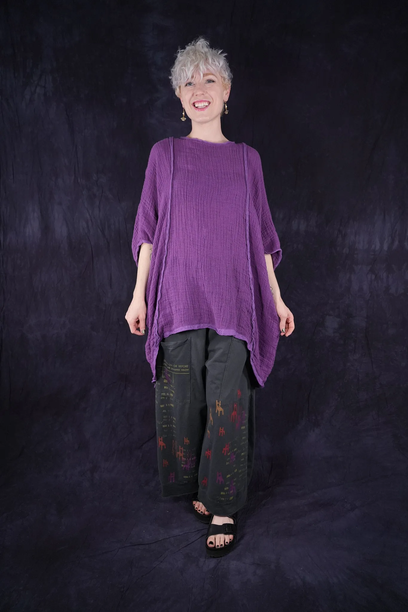 2364 Textured Summer Hi Lo Tunic Violet