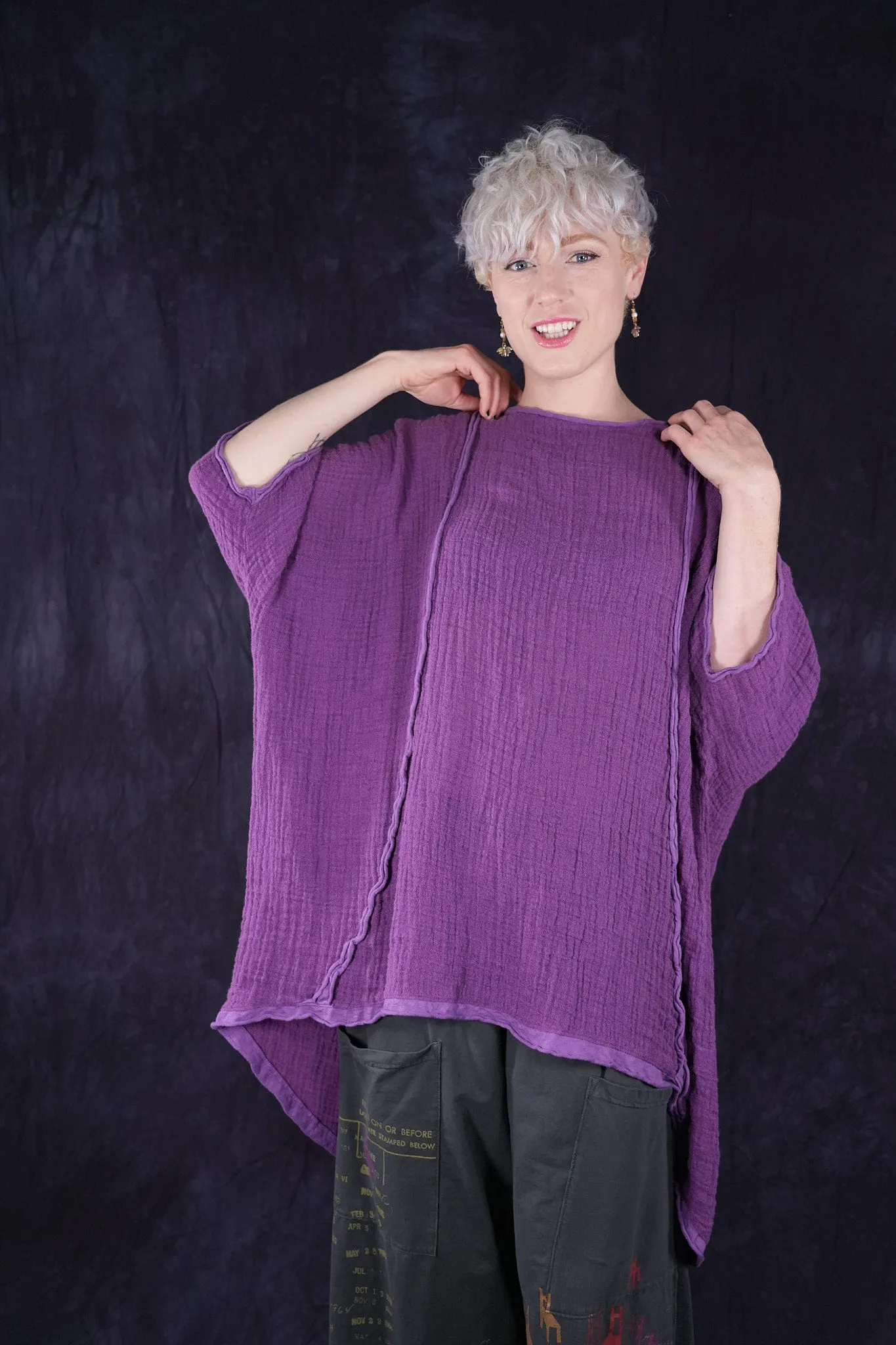 2364 Textured Summer Hi Lo Tunic Violet