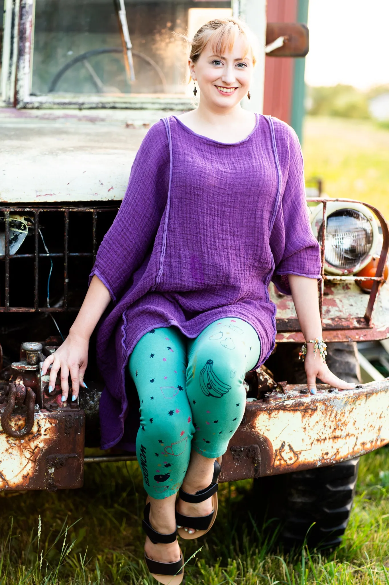 2364 Textured Summer Hi Lo Tunic Violet