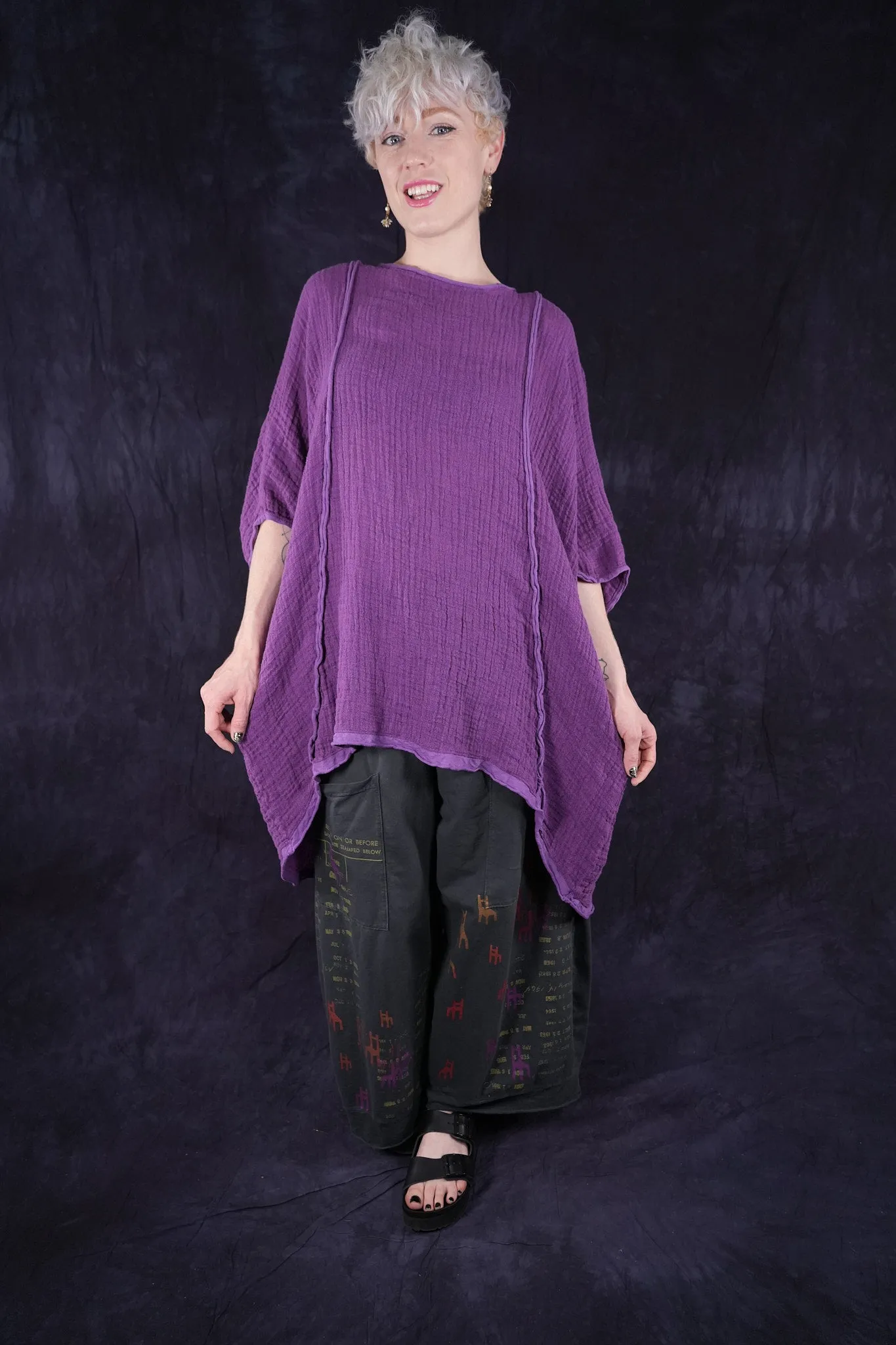 2364 Textured Summer Hi Lo Tunic Violet