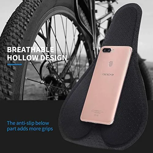 AlexVyan Soft Bicycle Silicone Gel Saddle Cover ( 11*7.5 Inch) Cycling Cushion Pad City Cycle Seat Cover Gym Cycle Gel Cover -Fits Narrow/Slim Seats (Black and Blue)