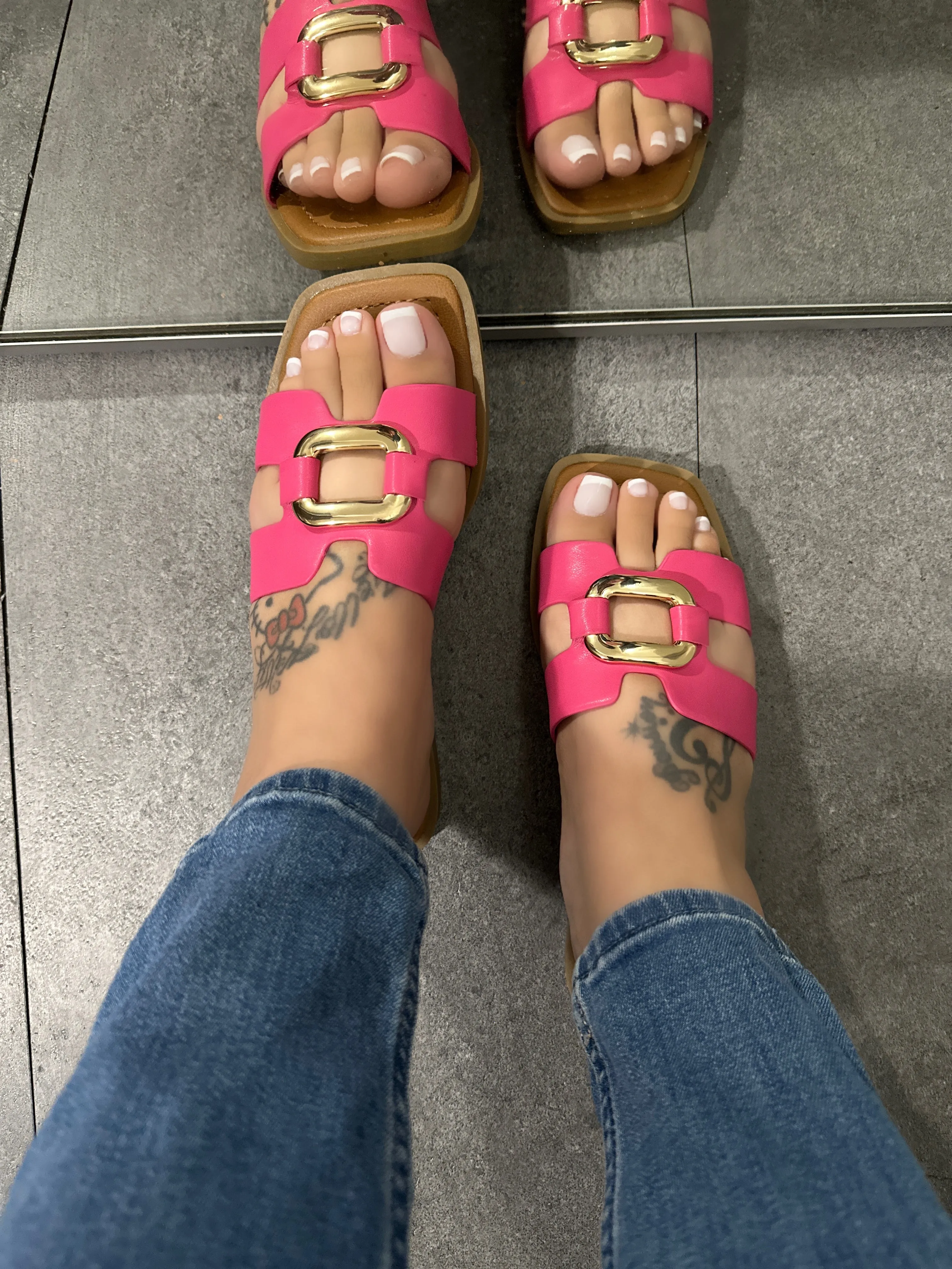 Alice Open Toe Flat Sandal-Hot Pink