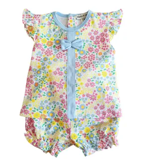 Alisson Short-Sleeve Baby Girl's Flower Print Diaper Set