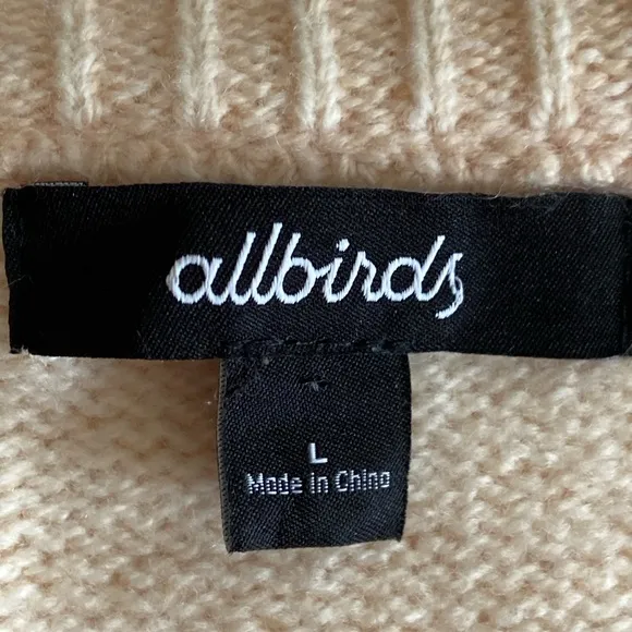 Allbirds Large Light Pink The Cardi 100% Marino Wool Button Down Cardigan 3383