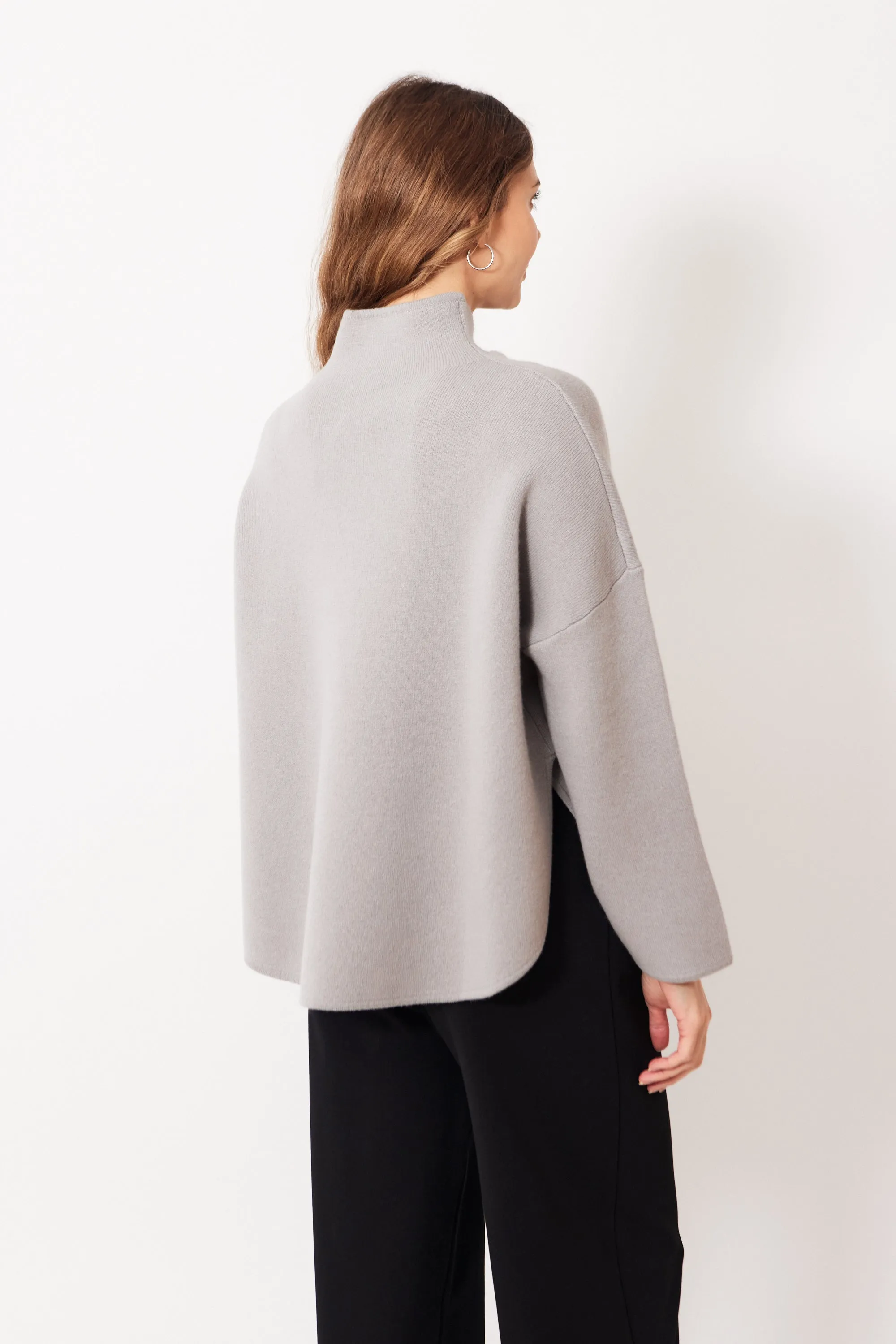 Allude Mock Neck Virgin Wool Cashmere Blend Sweater